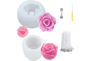 HIBISAWS Moule à Bougies, Moule en Silicone, Moule à Bougie 3D, Moule à Bougie en Silicone, Moule à Bougie 3D, Moule de Cuisson au Chocolat de qualité Alimentaire la Cire à Beeswax, Fondant, Chocolat