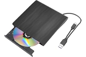 Custom Catch External CD DVD Drive for Laptop, USB 3.0 Type-C Portable Slim CD DVD RW Writer Reader Burner, Low Noise Optical External Disk Drive Player for Desktop PC Mac OS Windows 10/8/7/XP/Linux