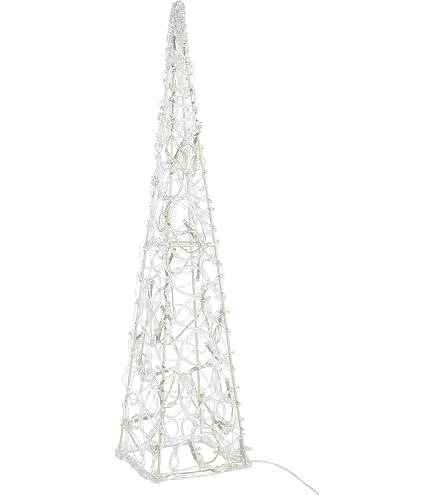 Kaemingk LED-Leuchtpyramide Aus Rattan – Weiß, Batteriebetrieben, Mit Timer, Für Innen, Ca. 60 Cm Hoch