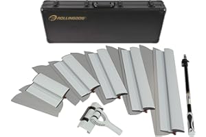 ROLLINGDOG Drywall Skimming Blades Set 13 PC - Skimming Spatula with Extension Pole and Transport Case,5 Extra Skimming Blades