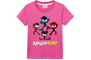 FORLCOOL Ninja Kidz Boys Casual Short Sleeve Girls T-Shirt 100% Cotton Tee for Children