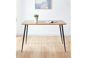 Hallowood Furniture Cullompton Rectangular Small Dining Table, 4-6 Seater Kitchen Table with Brown Oak Effect Top and Black Metal Legs, Kitchen Tables for Small Spaces (120x70cm)