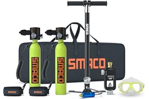 SMACO Mini Bombola Sub 0.5L Bombola Subacquea Piccolo Fino a 10 Minuti Bombola per Immersione Mini Scuba Tank Portatile Bombole Aria Sub Ricaricabile S300