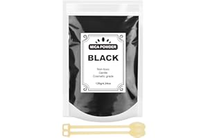 HEYBALON Poudre de mica - Pigment résine époxy 120g, colorant de savon, Métallique Naturel pour la fabrication de bijoux, Bougie,Vernis à Ongles,Bombe de Bain etc (Black)