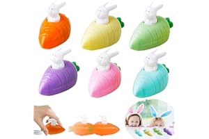 Seasboes Aufziehspielzeug Ostern 6 Stück Aufziehbare Hasen mit Karotte Zurückziehbares Auto Spielzeug Ostereier Mitbringsel für Gastgeschenke Kinder Jungen Mädchen Party Eierkorb Geschenk Mitgebsel