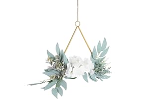 VALICLUD Ghirlanda di fiori artificiali in metallo per porta, corona floreale da parete in eucalipto, ghirlande in metallo, anelli in metallo, decorazione per il soggiorno, decorazione da parete