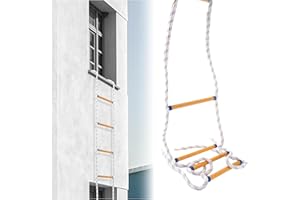 DAJAVE Strickleiter Feuerfeste Rettungsleiter 2M, Schwer Entflammbare Feuerleiter Sicherheitsleitern mit Karabinern, Feuerleitern Schnellen für Outdoor Balkon Fenster, Tragfähigkeit bis 900 kg