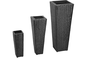 vidaXL Lits Surélevés de Jardin Résine Tressée 3 pcs Jardinière Jardin Véranda