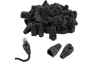 EOPHMI RJ45 Connector 100Pcs RJ45 Boots Soft Plastic Ethernet Cable Connector Boots Cover Wire Lan Strain Connector Boot For Cat5 Cat5e Cat6 Cat6e Black