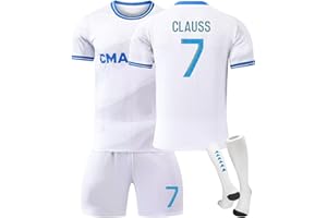 YAGUMO 23/24 Maillot de Foot Marseille Maillot Foot Enfant et Adultes Maillots de Foot Om Soccer Jersey Ensemble Football Homme Garçon Vêtement Sport Tshirt, Shorts et Chaussette Set