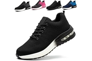 Scarpe Antinfortunistiche Uomo Donna Punta Acciaio | Leggere Traspiranti Antiscivolo Taglia 42 Nero - Foto 3