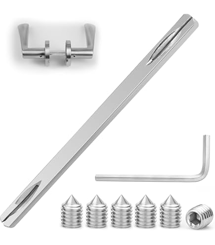 Vierkante stift 8mm x 150mm voor deurklink, drukknopstift ijzeren vierkante stift 8mm voor drukknopgarenituren en deurgrepen, drukknopvierkant van gehard staal voor binnendeurslot, met 4 stuks M6