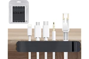 SOULWIT® [5 Stück] Kabelhalter Kabelclips, Kabelmanagement Selbstklebend Kabel Organizer für Zuhause/Büro/Schreibtisch/Auto/Telefon/USB Kabelführung (für Kabel unter 5 mm/0.2in)-Schwarz
