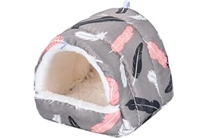 KOOMIAO Koomuao Lit Suspendu Hamac Hamster Peluche de Coton Cage Suspendue Chaude d'hiver pour Hamsters, Chinchillas,Cobayes, Lapins (M-15x15cm, Gris)