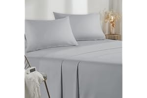 Poligino Sabanas Cama 120 - Juego Sábanas 3 Piezas - Sábanas Bajera Ajustable - Encimera - 1 Funda de Almohada 50x80 (Cama 120-120x190/200 cm, Gris Claro)