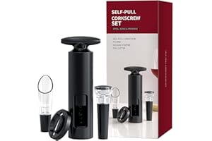 CVOZO 4 Pièces Professionnel Tire-Bouchon à Vin Ensemble Tire-Bouchon Manuel Sous vide Bouchon à Vin Verseur à Vin Coupe-Feuille pour la Maison, le Restaurant et le Cadeau de Vin