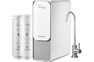 iSpring RO400EU 400GPD Filtración de Agua por Ósmosis Inversa, Filtro de Agua Debajo del Fregadero, 2:1 Puro a Drenaje, Reducción Efectiva de TDS, Sistema de Ósmosis Inversa Sin Tanque