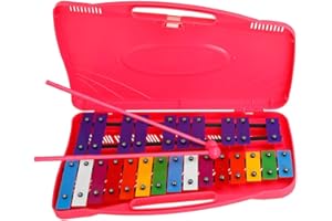 SHIMYTOP Glockenspiel Professional Diatonisches Glockenspiel mit 25 Tasten, für ein Musikinstrument, Xylophon-Upgrade, mit zwei Hämmern (Rosa)