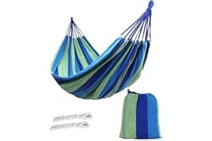 ValueHall Outdoor Soft Cotton Fabric Brazilian Hammock Double Wide 2 Person Travel Camping Hammock (Hot Blue)