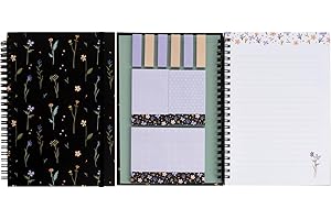 KIFZM A5 Spiral Sticky Notebook, 21 x 14.5 cm, Each with 9 Pads of Decorated Sticky Notes and a Handy Notebook in one(Design A)