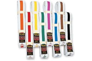 MAR INTERNATIONAL Martial Arts Belt – 100% Cotton Stripped Ranking Belt with 9 Rows of Stitching – Coloured Grading Belts for Karate, Judo, Taekwondo, Jiu Jitsu – Durable Belts in Various Sizes (250cm – 320cm)