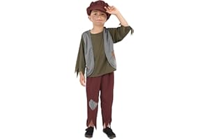 Smiffys Victorian Poor Boy Costume, Green with Top, Trousers & Hat, Boys Fancy Dress, Child Dress Up Costumes
