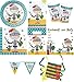 Produktbild Tapferer Ritter 57-teiliges Kinder Geburtstag Party Deko Set Motto Fete Feier 8 Teller, 8 Becher, 20 Servietten, Tischdecke, 8 Einladungskarten, 8 Partytüten, 1 Wimpelkette, 3 Rollen Luftschlangen