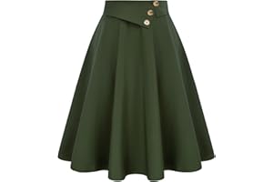 Belle Poque Damska spódnica w stylu vintage o linii A retro spódnica midi z wysokim stanem spódnica imprezowa z kieszeniami i guzikami