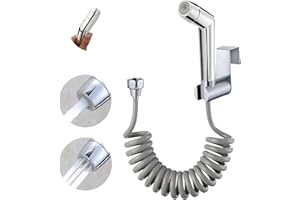 ABSOK Bidet Hand Shower Set, Adjustable Spray Head ABS Chrome Baby Cloth Nappy Spray Kit with Spring Hose, Wall Mount Set