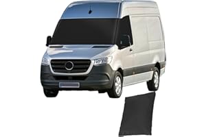 LUOLETY Couverture de Pare-Brise Avant pour Mercedes Sprinter 2006–2018, 600D occultant, imperméable, Pare-Soleil, Pare-Neige, Couverture de Pare-Brise de Voiture