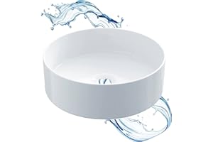 ‎STARBATH PLUS Starbath Plus - Keramik-Waschtisch - Runde Form - Glänzendes Weiß - Maße 35 x 35 x 12 cm - Ideal für Arbeitsplatten in Badezimmern und Toilettenmöbeln