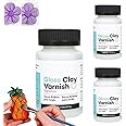 Azonee Clay Varnish, Gloss Acrylic Varnish for Air-Dry Clay, Ceramics, Wood, Oil Paintings, Waterproof Glaze, Prevents Crazing & Yellowing, Durable Gloss Finish for Artwork Protection (3 PCS 120ml)