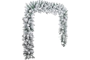 LSFYYDS 8,85 Fuß Weihnachtsgirlande mit Schneematt, Weihnachtsgirlande mit Winterfrost, Kieferngirlande, Künstliche Weihnachtsgirlande, Girlande aus Weißer Zeder für Weihnachtsbaum, Treppen,(Weiß)