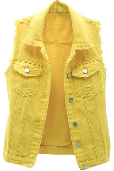 Gilet Jeans Donna Senza Maniche - Colletto Rovesciato Corto Estivo