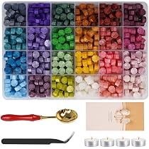 Keadic Kit Completo Per Ceralacca 474 Pezzi – 15 Colori Di Perline, 5 Timbri, Cucchiaio, Scalda, Penne E Candele