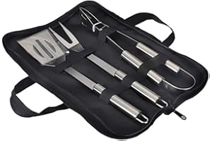 GQC Edelstahl Grillbesteck Set, 3-teilig Grillwerkzeug-Set,Professionelle Grill Bestecksets in Tragetasche BBQ Grillwerkzeug Grillset Werkzeuge für Männer und Frauen Camping Garten
