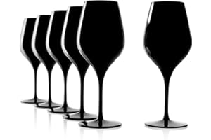 STÖLZLE LAUSITZ Stölzle_Lausitz Verres Noir Blind Tasting Exquisite Lot de 6, 350 ml – Verres en Cristal Élégants pour la Dégustation de Vins Rouges et Blancs – Résistants au Lave-Vaisselle et aux Chocs