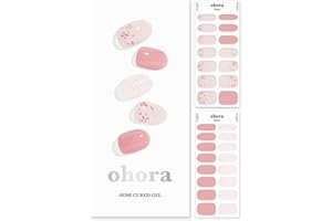 ohora Semi Cured Gel Nail Strips (N Rose Diamond) - Works with Any Nail Lamps, Salon-Quality, Long Lasting - Includes 2 Prep Pads, Nail File & Wooden Stick - Pink