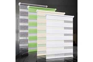 ‎BOBODECO bobodeco Doppelrollo klemmfix ohne Bohren Duo Rollos für Fenster mit Klemmträger, Weiß B35 x H130cm (Stoffbreite 35cm), Fensterrollo lichtdurchlässig & verdunkelnd Wandmontage Sichtschutz