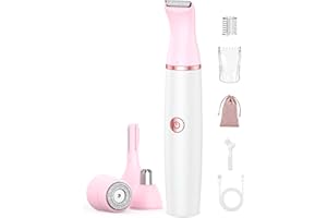 ‎IFANZETECH Gesichtshaarentferner, Nasenhaartrimmer, Intimrasierer für Frauen: 4-in-1 Rasierer Damen, Schmerzfreier Bikini Trimmer für Schnelle und Sanfte Rasur, Epilierer Damen Gesicht Achseln Bikinizone Beine