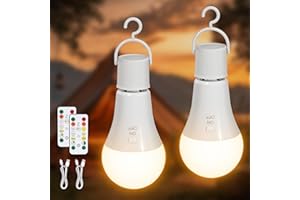 ‎KIMJO Kimjo Wiederaufladbare Glühbirne mit Batterie - Aufladbare Glühbirne mit Fernbedienung E27 7W - Camping Lampe USB 3 Farben Dimmbare - Tastensteuerung Outdoor Notlicht 2 Stück