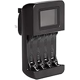 Amazon Basics Intelligent Digital Battery Charger for 4 AA, AAA, Black