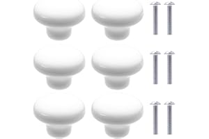 NAKUPENDA 6Pcs Pomos de Cerámica para Armario Redondas Perillas de Los Muebles para Habitación de Niños Gabinetes de Cocina Estantería (Blanco)