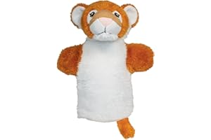 EcoBuddiez Hand Puppet - Tiger from Deluxebase. Plush Puppets made from Recycled Plastic Bottles. Eco-Friendly Animal Toy for Pretend Play, Kids Gifts and Party Favours.