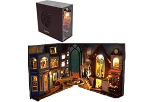 TOPBSFARNY Soporte de madera 3D para libros, rompecabezas, casa de muñecas, sujetalibros de madera, kit de construcción con luz LED para adolescentes y adultos para construir creatividad, regalo para