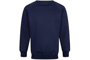 Style Lockers® Kids Boys Sweatshirt Back to School Fleece Plain Jumper Crew Round Neck Pullover Uniform Top Size Age 5-13 Years