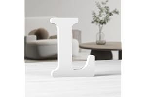 MeteoraPrime Lettres en Bois Blanc de 6 Pouces Lettres en Bois Non Finies pour Décor Murale Lettres Debout Décoratives Grandes Lettres pour Décor Murale pour Projets de FêTe à La Maison (L)