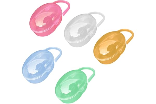 Boîte à Tétine Bébé,Paquet de 5 boîtes de Bébés Boîtes de Rangement Bebe Boîte Portable Boite a tetine Sucette Boîte Bébé Fournitures pour Voyage en Plein Air(Rose+Transparent+Bleu+Jaune+Vert)