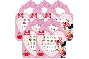 Fashion Yo 5 Sheets Toddlers Princess Elsa Minnie Kids Girls Nail Stickers Earring Stickers Art Decal Party Bag Fillers Decor for Kids Girls Birthday Gift (Minnie Nail Stickers)