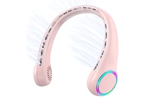 ITSHINY Neck Fan, Portable Fan Neck, Quiet Mini USB Fan, Small Camping 4000 mAh Fan Neck with 3 Speeds, LED Light for Women, Men, Home, Office, Travel, Outdoor